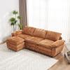 101.6" Oversized Sectional Sofa Cloud Couch, Modern Chenille Fabric Double-Upholstered Comfy Sleeper Sofa, L Shaped Boucle Couch with Moveable Ottoman for Living Room, Apartment, Office (Orange) view 1