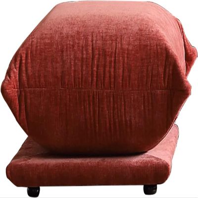 JACH Mid-Century Comfy Ottoman, Chenille Sofa Footrest Couch with Thick Cushion, 26" Foot Stool Furniture for Small Spaces Living Room Bedroom Office Apartment, Red