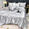 XHCTNN King Ice Silk Sheets Queen - Silky Soft Satin Cooling Comforter Full Size Air Conditioning Quilt Bedding Set 1 Right Angle Sheets + 1 Quilt + 2 Pillowcases(B-4Pcs,150 * 200cm) view 1