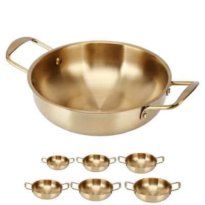 Gavigain Gold Korean Ramen Pot, Stainless Steel Noodle Pot Portable Kitchen Cooking Pot for Household(24CM)