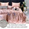 XHCTNN King Ice Silk Sheets Queen - Silky Soft Satin Cooling Comforter Full Size Air Conditioning Quilt Bedding Set 1 Right Angle Sheets + 1 Quilt + 2 Pillowcases(E-4Pcs,180 * 220cm) view 2
