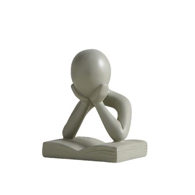 Abstract Thinker Statue, Shelf Decor Mini Thinker Statues and Sculptures, Resin Abstract Style Thinker Statue, Modern Thinker Sculpture, for Home Office Bookshelf Desktop Crafts Gifts ( Color : Gray ,
