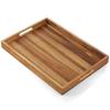 17 Inch Acacia Wood Serving Tray with Handles - Large Wooden Tray for Ottoman, Breakfast in Bed, Dinner, Coffee Table - Decorative Rectangular Tray for Living Room Bedroom Entryway and Kitchen view 1
