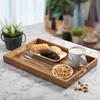 17 Inch Acacia Wood Serving Tray with Handles - Large Wooden Tray for Ottoman, Breakfast in Bed, Dinner, Coffee Table - Decorative Rectangular Tray for Living Room Bedroom Entryway and Kitchen view 2
