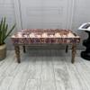 EASTERNRUGARTS Upholstered Ottoman Bench for Livingroom Entryway Bedroom, Handmade Wood Ethnic Bench, Boho Farmhouse Kitchen Dining Bench, Animal Print Rug Footstool Ottoman (Era-Pzrk102, 18x18x59) view 2