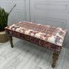 EASTERNRUGARTS Upholstered Ottoman Bench for Livingroom Entryway Bedroom, Handmade Wood Ethnic Bench, Boho Farmhouse Kitchen Dining Bench, Animal Print Rug Footstool Ottoman (Era-Pzrk102, 18x18x59) view 4