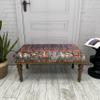 EASTERNRUGARTS Upholstered Ottoman Bench for Livingroom Entryway Bedroom, Wood Ethnic Boho Farmhouse Kitchen Dining Bench, Animal Print Rug Footstool Ottoman (Era-Pzrk101, 18x18x43) view 2