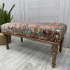 EASTERNRUGARTS Upholstered Ottoman Bench for Livingroom Entryway Bedroom, Wood Ethnic Boho Farmhouse Kitchen Dining Bench, Animal Print Rug Footstool Ottoman (Era-Pzrk101, 18x18x43) view 3