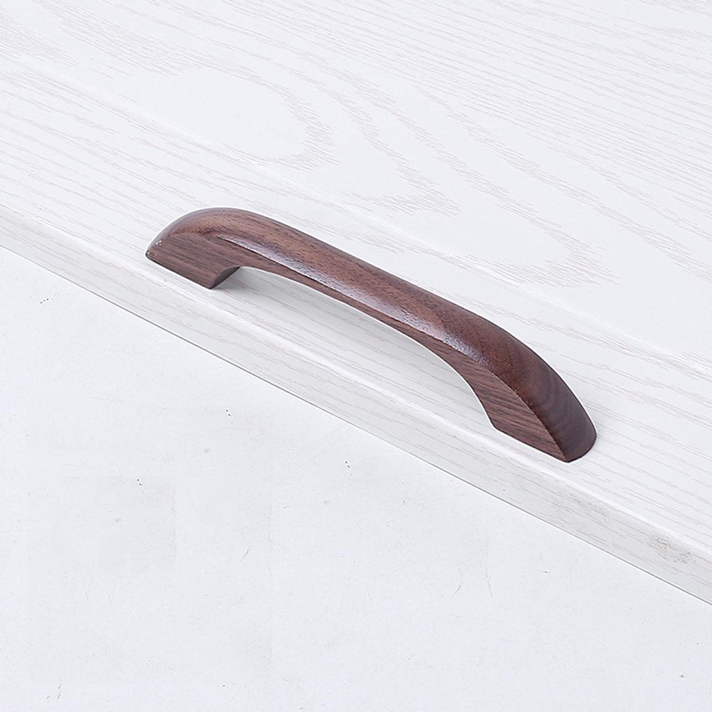 Solid wood cupboard handle,wooden knobs, 1Pcs Wooden Pull Knob Cabinet Cupboard Closet Drawer Door Knobs Pull Door Cupboard Drawer Wardrobe Closet Wooden Bow Shaped Handle (96Mm(3.7In),Rubber Wood)/Oa