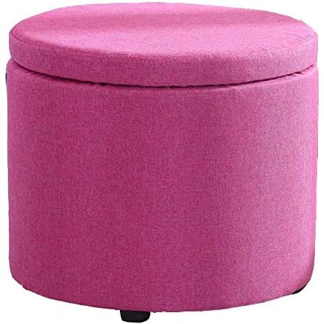 Shoe Change Stool,Household Can Store Items,Strong Load Bearing Capacity,High Elastic Sponge,Pad Foot Stool(Color:Rose Red)