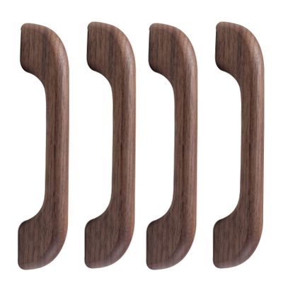 Solid wood cupboard handle,wooden knobs, Wood Cupboard Handle Handle Cabinet Knobs Dresser Bow Shaped Handle,Door Drawer Knobs Pulls Handles,with Mounting Screws,4 Pcs (Hole Spacing 128Mm)/Hole Spacin