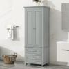 JIVOIT 62.5" H Tall Storage Cabinet with Two Drawers, Bathroom Storage Cabinet with Adjustable Shelf, Wood Cupboard Floor Cabinet for Office Bathroom view 1