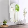 White Metal Framed Oval Mirror | Ceiling Hanging Bathroom Mirror | Ceiling-Mounted Double Boom Large Mirror for Bathroom Living Room Bedroom and Hallway (Size : 40cmx70cm) view 1