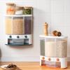3 Grid Grain Dispenser Boxes with Lids, 6L Large Capacity Rice & Dry Food Storage Containers - Transparent Window Rice, Grain and Cereal Dispensers(orange) view 3
