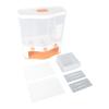 3 Grid Grain Dispenser Boxes with Lids, 6L Large Capacity Rice & Dry Food Storage Containers - Transparent Window Rice, Grain and Cereal Dispensers(orange) view 4