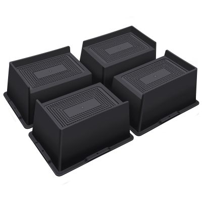 ANNKUT Bed Risers 4 Inch Heavy Duty,Oversized Couch Risers, Extra Wide Furniture Risers for Sofa Table Desk Headboard Chair Lifting,Rectangle Risering Blocks Support 6000 lbs(4 Pack Black)