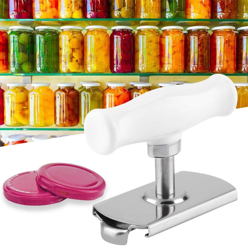 Stainless Steel Jar & Bottle Opener Adjustable Manual Kitchen Tool - Durable Home Hotel Restaurant Bar Travel Use 2-in-1 Can Lid Opener for Canning Bottles Containers