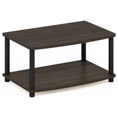 HomeStock Artisanal Artistry Tiered Elevated Tv Stand - Innovative Wooden TV Stand with Elevated Design, No Tools Required for Assembly, Perfect for Modern Living Rooms 2 Tier/Dark Brown and Black