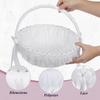 STOBAZA White Flower Girl Basket for Wedding, Lace Handle Bowknot Fairy Petal Basket for Girls and Kids, Wedding Decoration and Party Supplies view 4