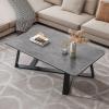 GQMYCDM Small Coffee Tables for Small Spaces, Rectangle Coffee Table, Modern Coffee Table, Wood Top with Metal Frames, Easy Assembly (Color : Gray+Black, Size : 47in/120cm) view 1