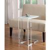 HomeStock Art Deco Dreams Glass Top Snack Table, Chrome and White, 24" H x 10" W x 18" D, Sleek White Tempered Glass Surface with Chrome Base for Easy Snack Access view 2