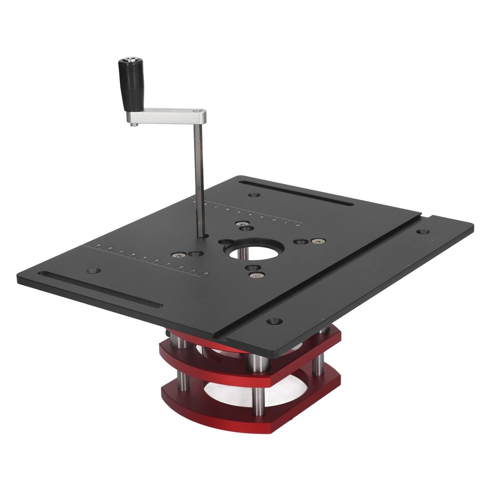 Router Table Manual Lifting System Kit Aluminum Alloy 240 x 200mm Woodworking Tool Mast R-II (Black)