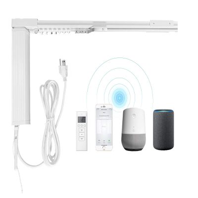 Homesupplier Smart Curtain System: WiFi Control, Heavy Duty, Compatible with Alexa and Google Home, Adjustable Length, Ceiling/Wall Mounting (0-120")