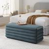 Modway Mezzo 46 Inch Performance Velvet Upholstered Storage Bench in Cadet Blue - Channel Tufted Ottoman for Bedroom, Entryway - Versatile Bed and Living Room Bench with Storage view 2