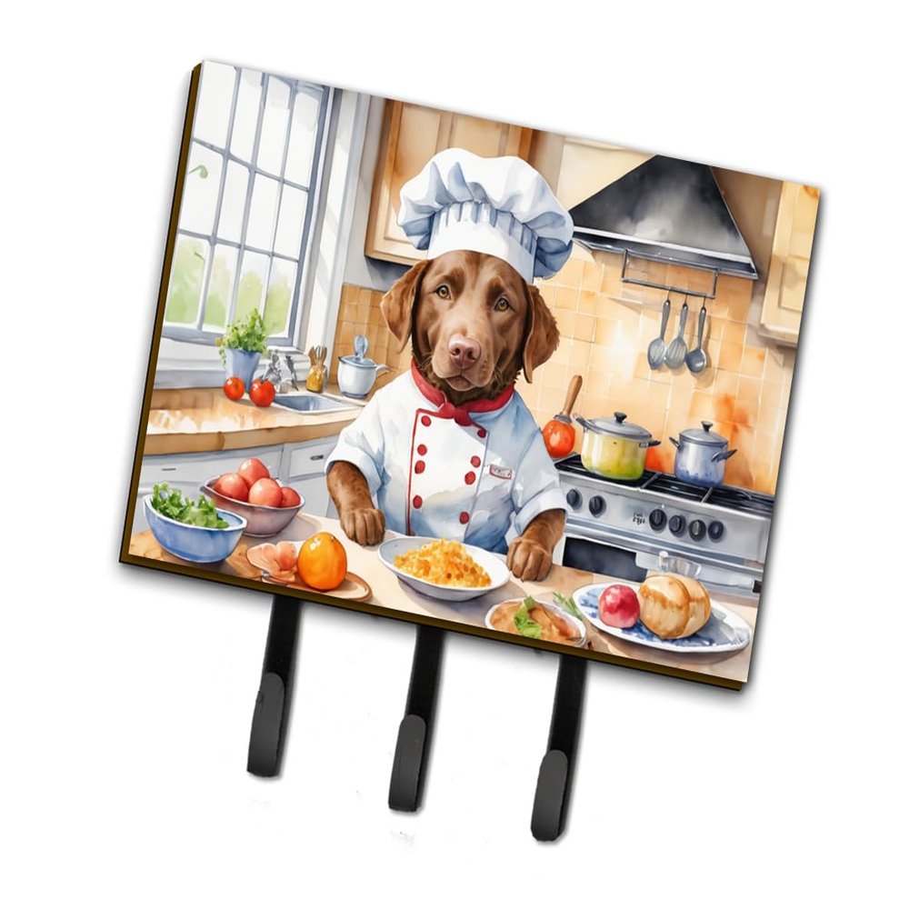 Caroline's Treasures Chesapeake Bay Retriever The Chef Leash or Key Holder Wall Hooks, Key Hooks Holder, Coat Rack Wall Mount, Coat Hooks, Hooks for Hanging Keys, Towels, Aprons, Leashes