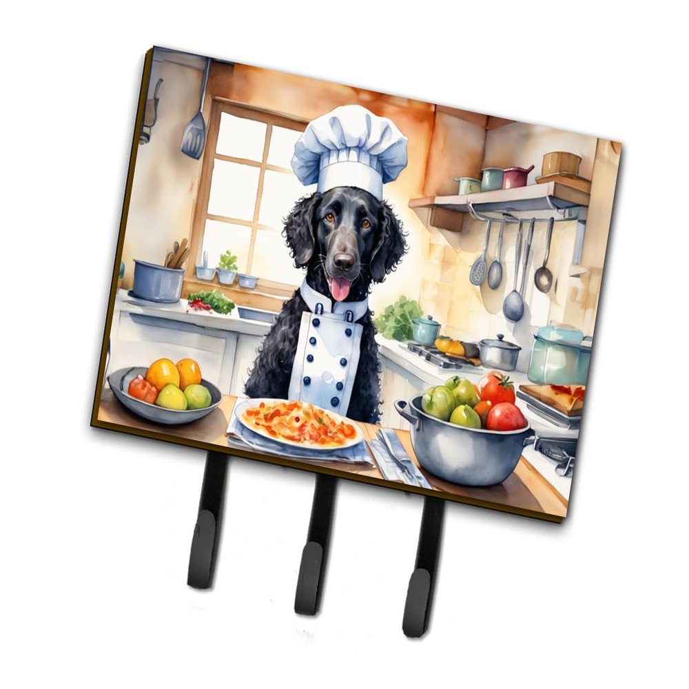 Caroline's Treasures Curly-Coated Retriever The Chef Leash or Key Holder Wall Hooks, Key Hooks Holder, Coat Rack Wall Mount, Coat Hooks, Hooks for Hanging Keys, Towels, Aprons, Leashes