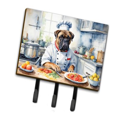 Caroline's Treasures Bullmastiff The Chef Leash or Key Holder Wall Hooks, Key Hooks Holder, Coat Rack Wall Mount, Coat Hooks, Hooks for Hanging Keys, Towels, Aprons, Leashes
