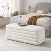Modway Mezzo 46 Inch Boucle Fabric Upholstered Storage Bench in Cloud - Channel Tufted Ottoman for Bedroom, Entryway - Versatile Bed and Living Room Bench with Storage view 2