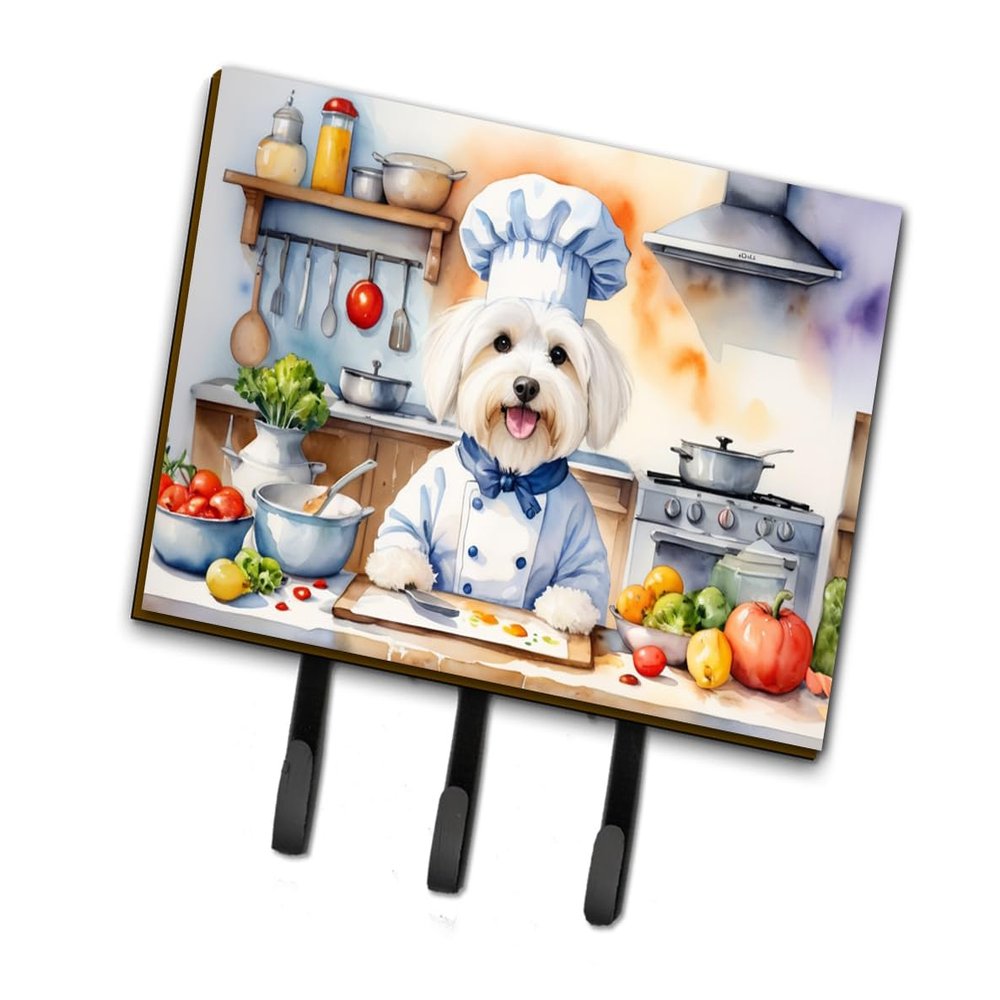 Caroline's Treasures Coton de Tulear The Chef Leash or Key Holder Wall Hooks, Key Hooks Holder, Coat Rack Wall Mount, Coat Hooks, Hooks for Hanging Keys, Towels, Aprons, Leashes