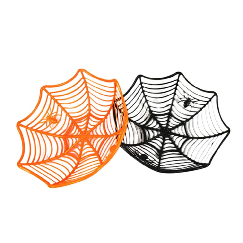 MAGICLULU Spider Candies Basket Spider Web Halloween Candy Bowl Plastic Spider Web Storage Basket for Home Party