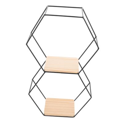Zerodeko Hexagon Wall Mounted Storage Shelf Decorative Floating Shelf for Living Room Bedroom and Bathroom Space-Saving Iron Frame Design Home Organizer