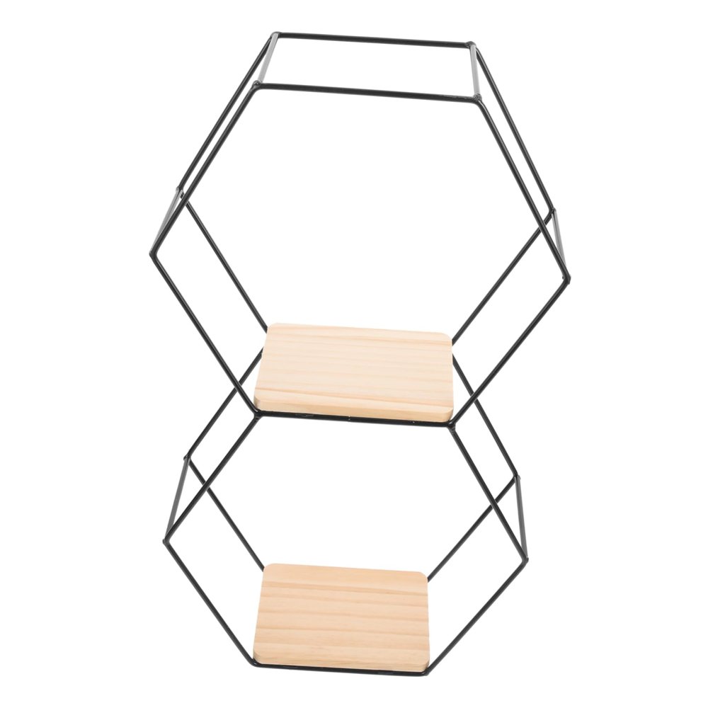 Zerodeko Hexagon Wall Mounted Storage Shelf Decorative Floating Shelf for Living Room Bedroom and Bathroom Space-Saving Iron Frame Design Home Organizer