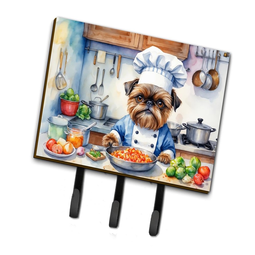 Caroline's Treasures Brussels Griffon The Chef Leash or Key Holder Wall Hooks, Key Hooks Holder, Coat Rack Wall Mount, Coat Hooks, Hooks for Hanging Keys, Towels, Aprons, Leashes