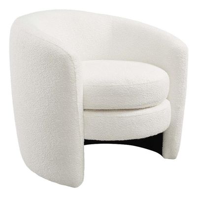 Modway Affinity Boucle Fabric Accent Chair in Cloud - Versatile Living Room Chair with Curved Back - Upholstered Bedroom Barrel Chair - Reading Armchair