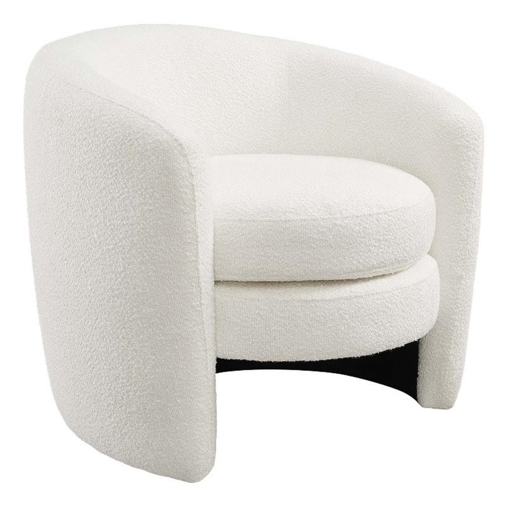 Modway Affinity Boucle Fabric Accent Chair in Cloud - Versatile Living Room Chair with Curved Back - Upholstered Bedroom Barrel Chair - Reading Armchair