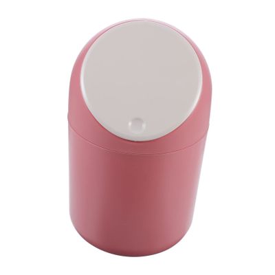 MAGICLULU Lovely Mini Desktop Trash Can with Lid Compact Plastic Garbage Bin for Office Bedroom and Kitchen Easy to Clean and Maintain Pink
