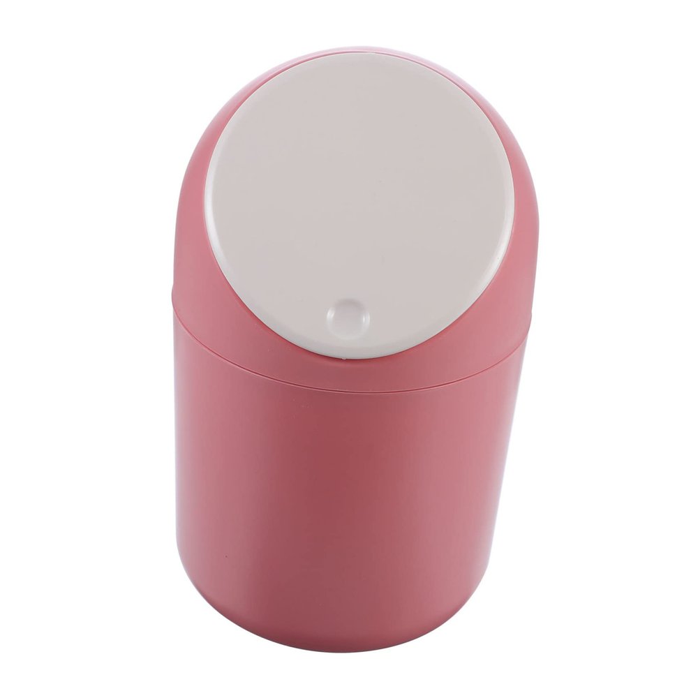 MAGICLULU Lovely Mini Desktop Trash Can with Lid Compact Plastic Garbage Bin for Office Bedroom and Kitchen Easy to Clean and Maintain Pink