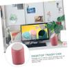 MAGICLULU Lovely Mini Desktop Trash Can with Lid Compact Plastic Garbage Bin for Office Bedroom and Kitchen Easy to Clean and Maintain Pink view 3