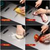 QinSuiKai 2Pcs 304 Stainless Steel Cutting Boards, 14" x 9.8" and 11.4" x7.9" 2 Pack Titanium Cutting Boards for Kitchen, Thickened Heavy Duty Steel Chopping Boards With Clear Scale for Kitchen view 4