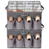 STORAGEIDEAS Shoe Organizer for Closet, Shoe Storage Solution with Clear Cover & Adjustable Dividers, Fabric Shoe Box Fits 16 +8 Pairs Shoes, Grey, 2-Pack view 1