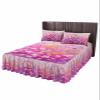 Spring Summer Flower Bed Skirt for King Size Bed,Wrap Around Bedding Skirt Dust Ruffle Bedskirt Sets With 2 Packs Matching Pillow Covers 36"x20",Classic 18 Inch Drop,Contemporary Painting Plant Herb view 1