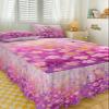 Spring Summer Flower Bed Skirt for King Size Bed,Wrap Around Bedding Skirt Dust Ruffle Bedskirt Sets With 2 Packs Matching Pillow Covers 36"x20",Classic 18 Inch Drop,Contemporary Painting Plant Herb view 3