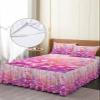 Spring Summer Flower Bed Skirt for King Size Bed,Wrap Around Bedding Skirt Dust Ruffle Bedskirt Sets With 2 Packs Matching Pillow Covers 36"x20",Classic 18 Inch Drop,Contemporary Painting Plant Herb view 4