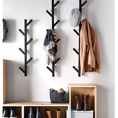 HomeLoft Basics Z&W Coat Rack Hat Rack Metal Modern Design Wall Mounted Stylish Black Hanger (Small)