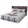 4th of July Bed Skirt for King Size Bed,Wrap Around Bedding Skirt Dust Ruffle Bedskirt Sets With 2 Packs Matching Pillow Covers 36"x20",Classic 18 Inch Drop,Nautical Anchor Red Blue Stars Wood Grain view 1