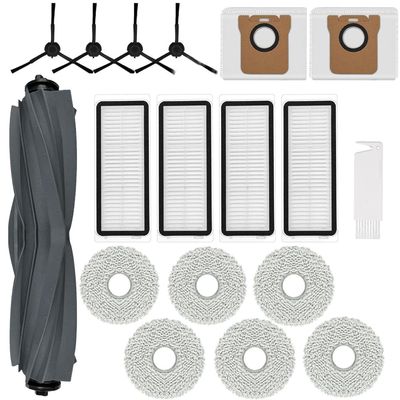 18 Pack Accessories for Dreame L20 Ultra / L30 Ultra Robot Vacuum Replacement Parts Includes 1 Main Brush, 4 Hepa Filters, 4 Side Brushes, 6 Mop Cloths, 2 Dust Bags and 1 Cleaning Brush